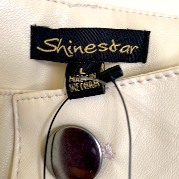 NWT Cream Faux Leather Pant  Size: Large - Picture 7 of 11